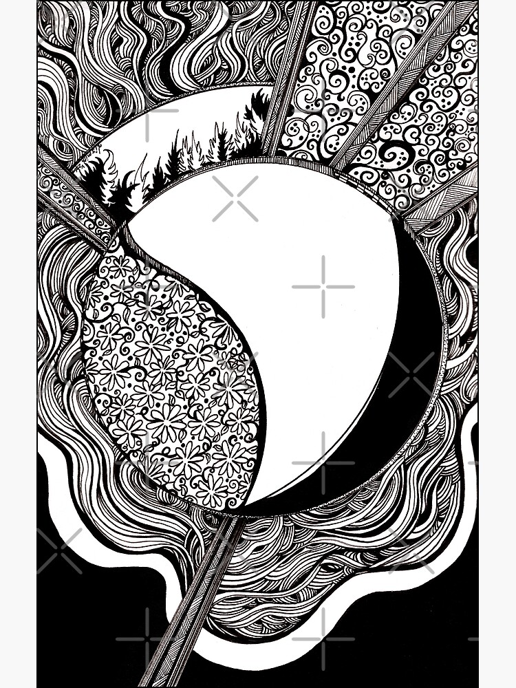 Thumbnail 4 of 4, Metal Print, Emanation, Ink Drawing designed and sold by Danielle Scott.