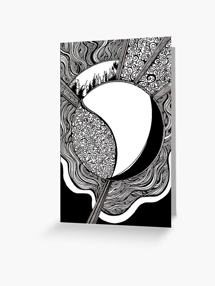 Thumbnail 1 of 2, Greeting Card, Emanation, Ink Drawing designed and sold by Danielle Scott.