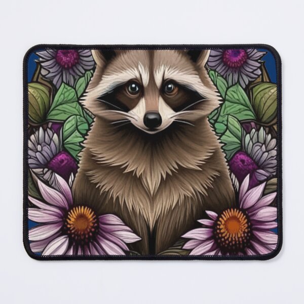 Item preview, A Raccoon Surrounded By A Wreath Tennessee Purple Coneflower designed and sold by taiche.
