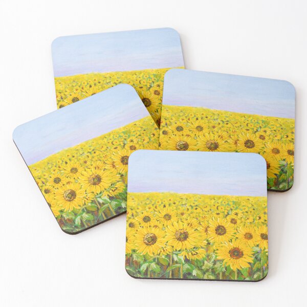 Item preview, yellow sunflower field oil in canvas hand painted  designed and sold by ColorandColor.