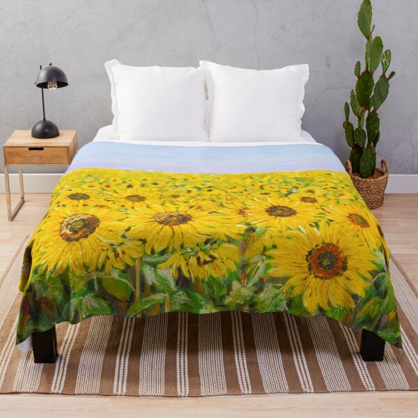 Item preview, yellow sunflower field oil in canvas hand painted  designed and sold by ColorandColor.
