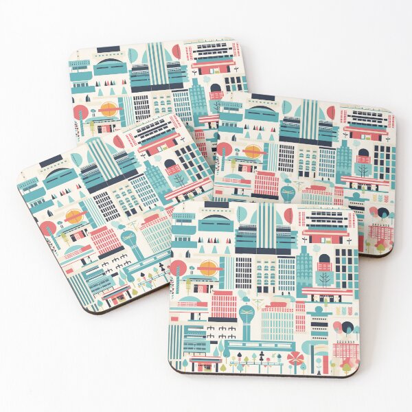 Item preview, Modernist Buildings - 1950s Style Print designed and sold by QuestingCloset.