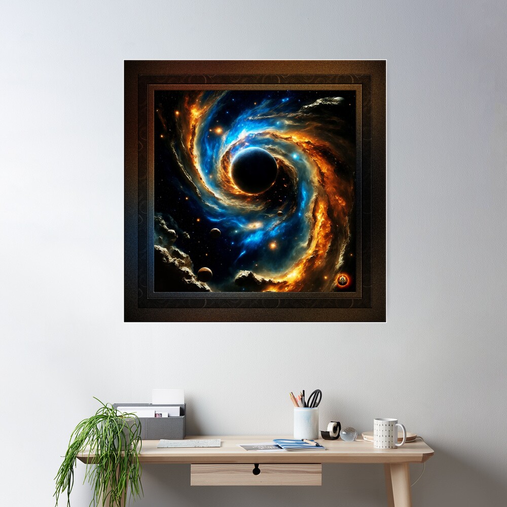 The Planet Craezan In The Midst Of The Khloran Nebula AI Concept Art by Xzendor7 - The Beauty Of Chaos 2 The Planet Craezan In The Midst Of The Khloran Nebula Science Fiction AI Concept Art by Xzendor7 Wall Decor Poster