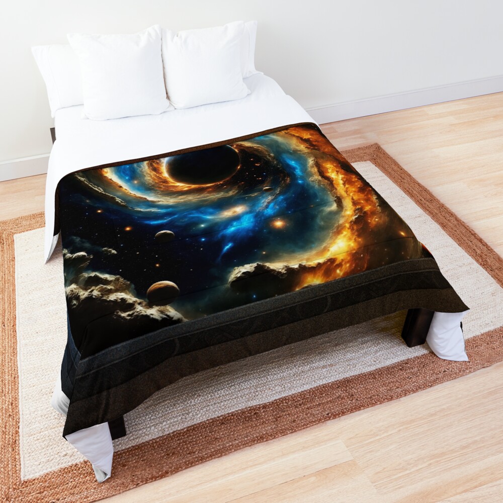 The Planet Craezan In The Midst Of The Khloran Nebula AI Concept Art by Xzendor7 - The Beauty Of Chaos 3 The Planet Craezan In The Midst Of The Khloran Nebula Science Fiction AI Concept Art by Xzendor7 Decorative Comforter