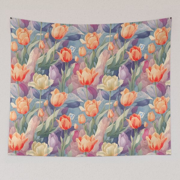 Item preview, Postal Watercolor Tulips Floral Pattern 2 designed and sold by Rae-SunshineArt.