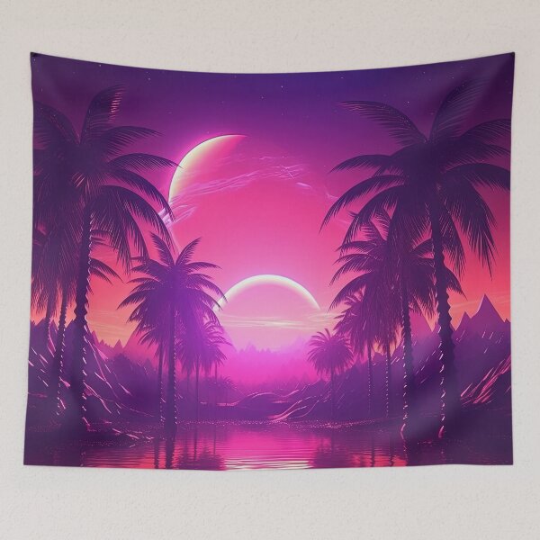 Item preview, Sunset Serenade: Tropical Synthwave Dreams designed and sold by Mullet Monkey.