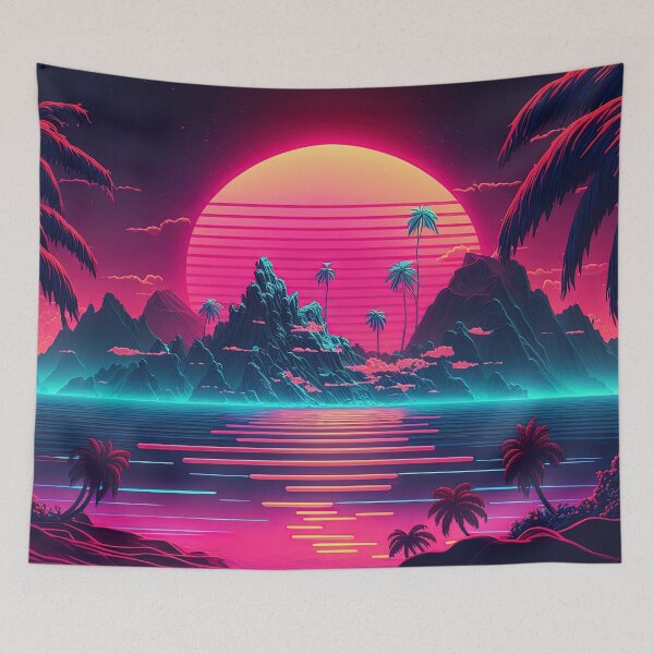 Item preview, Tropical Twilight: Synthwave Serenity at Sunset designed and sold by Mullet Monkey.