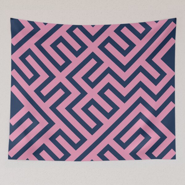 Item preview, Pink And Blue Random Maze Pattern designed and sold by JenTrinhArt.