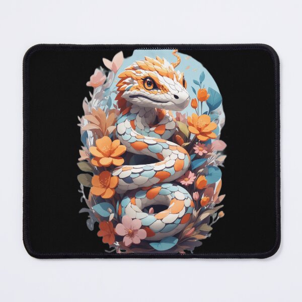 Item preview, Vivid Snake and Fantasy Flowers: A Psychedelic and Colorful for Snake Lovers and Flower Power Fans designed and sold by zoughlal.