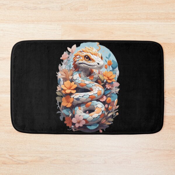 Item preview, Vivid Snake and Fantasy Flowers: A Psychedelic and Colorful for Snake Lovers and Flower Power Fans designed and sold by zoughlal.