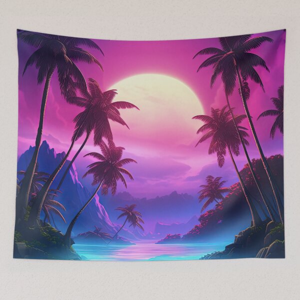 Item preview, Sunset Palms: Retrofuturistic Synthwave Paradise designed and sold by Mullet Monkey.