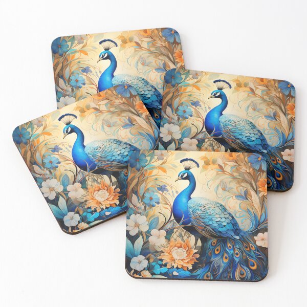Item preview, Blue Peacock Surrounded by Flowers - Exquisite Nature's Beauty designed and sold by Design Den.