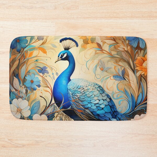 Item preview, Blue Peacock Surrounded by Flowers - Exquisite Nature's Beauty designed and sold by Design Den.