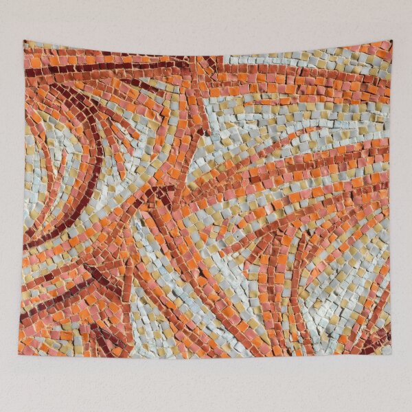 Item preview, Abstract Mosaic in Happy Orange Brown and Yellow Ribbons designed and sold by Georgia Mizuleva.