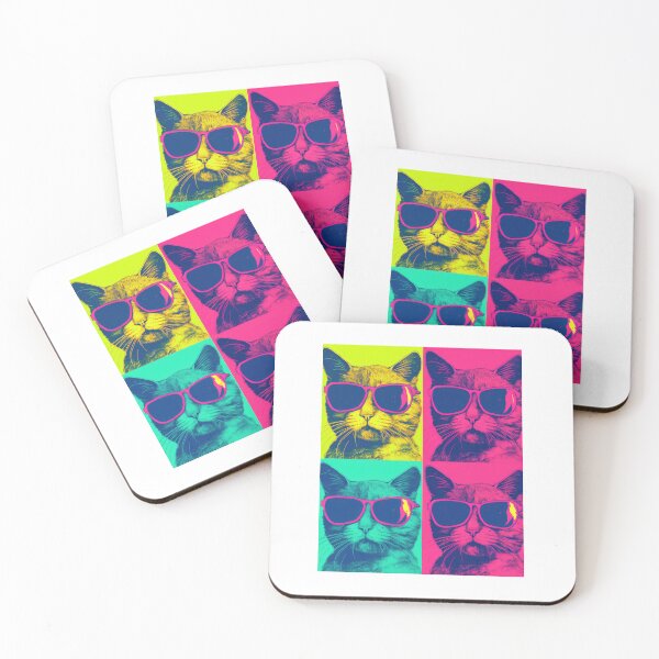 Item preview, andy warhol cute cat wear neon sunglasses designed and sold by 271Studio.