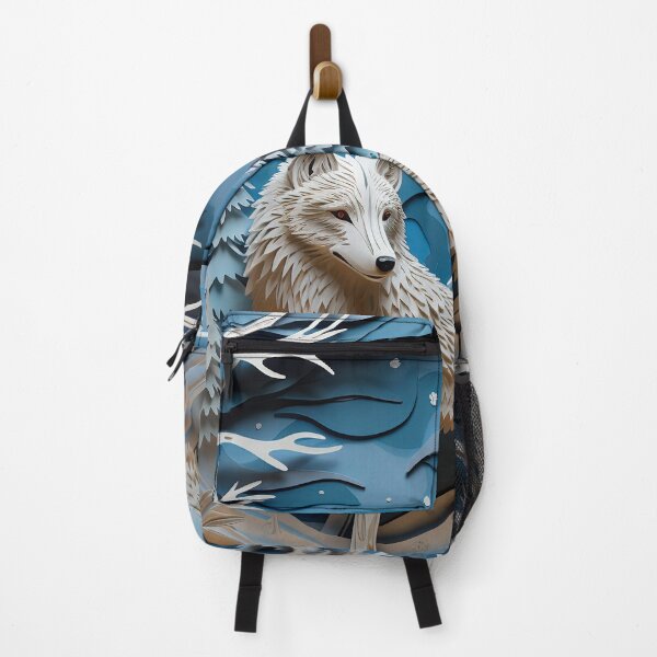 Item preview, White Wolf in winter forest , 3d blue and white carved look designed and sold by Inktown.
