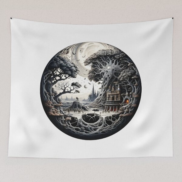 Item preview, Fantasy Zentangle Design in a Circle - Zentangle Tree Style Art designed and sold by AlanPhotoArt.