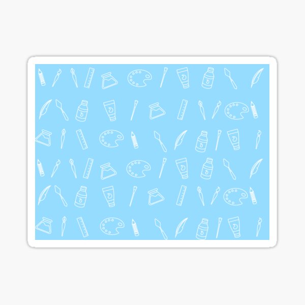 Blue School Art Supplies Pattern for Artists or Art students Sticker