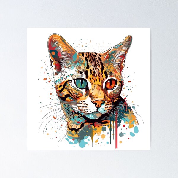 Artikelvorschau, Colorful Portrait Art of Ocicats - Feline Enthusiasts entworfen und verkauft von DooodleGod.