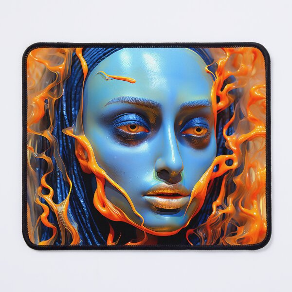 Item preview, Fluid Harmony - Painting of a Girl Covered in Orange and Blue designed and sold by vadimcarazan.