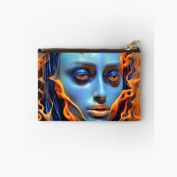 Item preview, Fluid Harmony - Painting of a Girl Covered in Orange and Blue designed and sold by vadimcarazan.