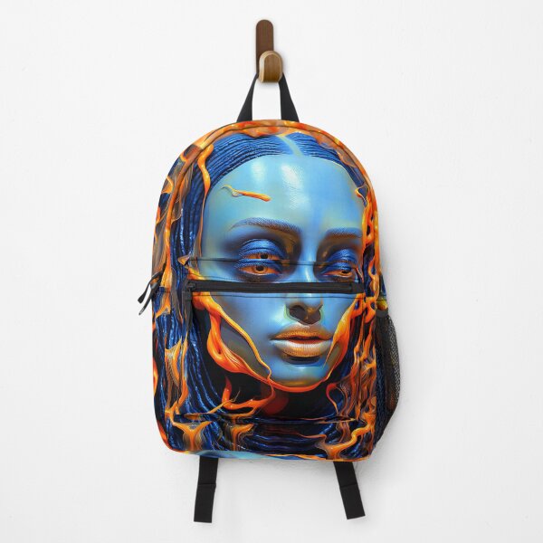 Item preview, Fluid Harmony - Painting of a Girl Covered in Orange and Blue designed and sold by vadimcarazan.