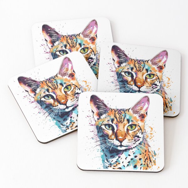 Artikelvorschau, Feline - Impressionistic Painting of Playful Ocicat Breed, Capturing the Essence of this Lively and Smart Domesticated Cat entworfen und verkauft von DooodleGod.