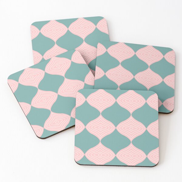 Item preview, Tranquil Ogee - Teal and Soft Pink Pattern designed and sold by Lubellebubble20.