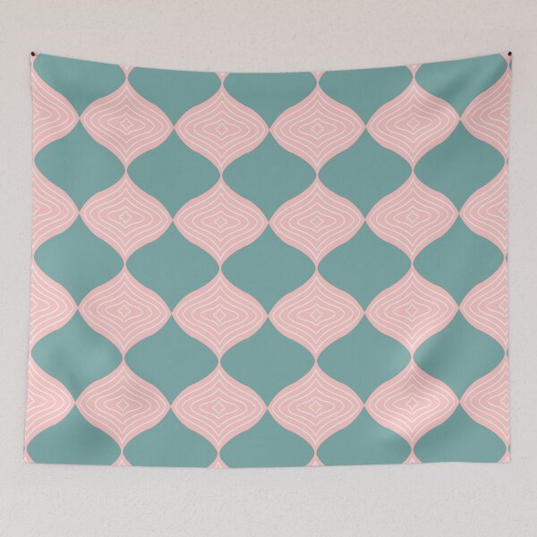 Item preview, Tranquil Ogee - Teal and Soft Pink Pattern designed and sold by Lubellebubble20.