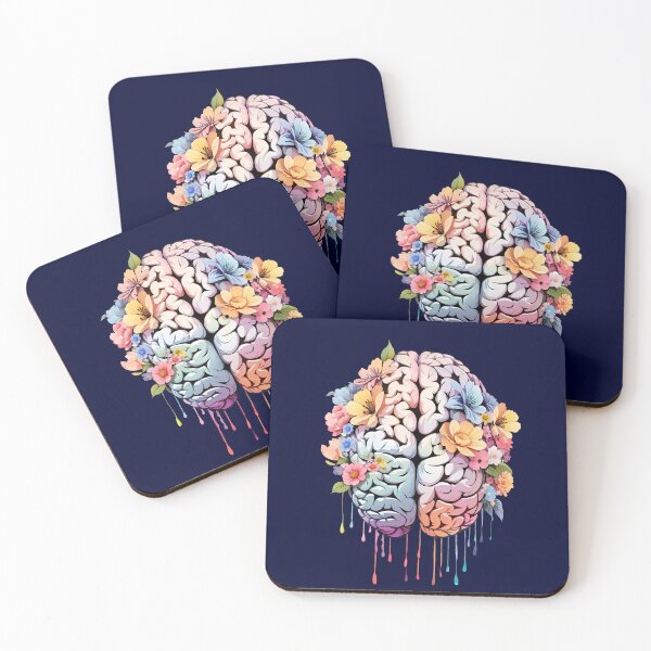 Item preview,  Cultivating Mental Health and Wellness, embracing Serenity, pastel color floral brain designed and sold by Collagedream.