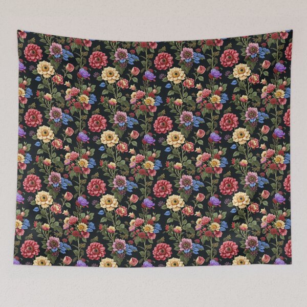 Item preview, Colorful Flower Pattern on a Black Background designed and sold by Queen1120.