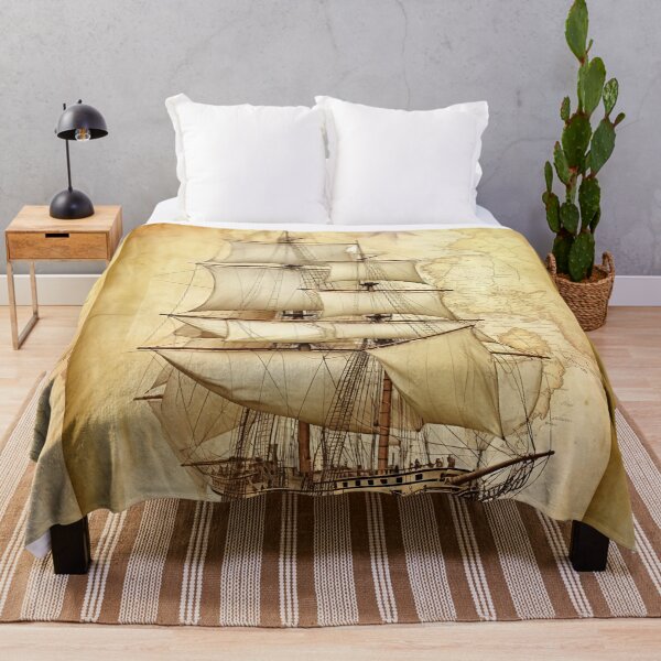 Item preview, Dive into the Past - Antique Yacht on a Retro Map designed and sold by Piotrek0001.