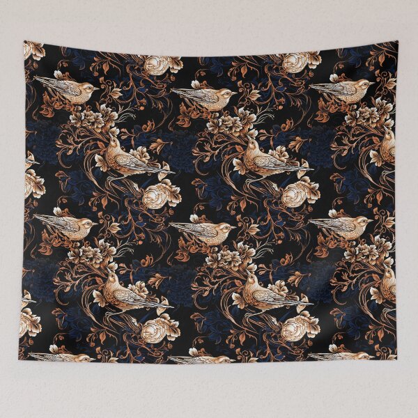 Item preview, Elegance Unveiled - Tweed Background with Birds and Flowers designed and sold by vadimcarazan.