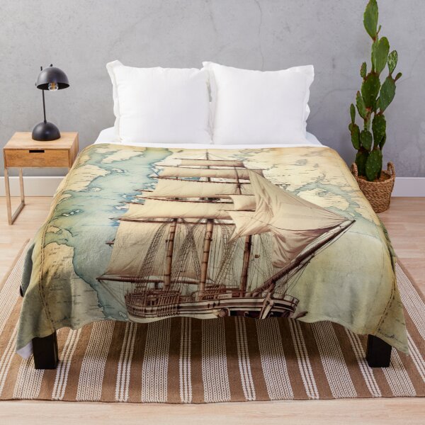 Item preview, Dive into the Past - Antique Yacht on a Retro Map designed and sold by Piotrek0001.