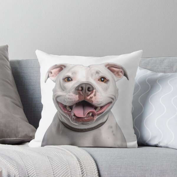 Item preview, Happy White Staffordshire Bull Terrier portrait - Staffy designed and sold by PicPoint.