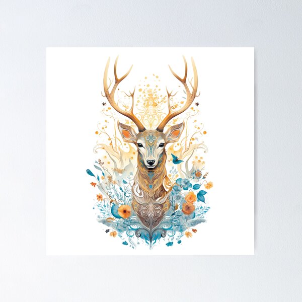 Item preview, deer with a colorful floral designed and sold by Kalka088.