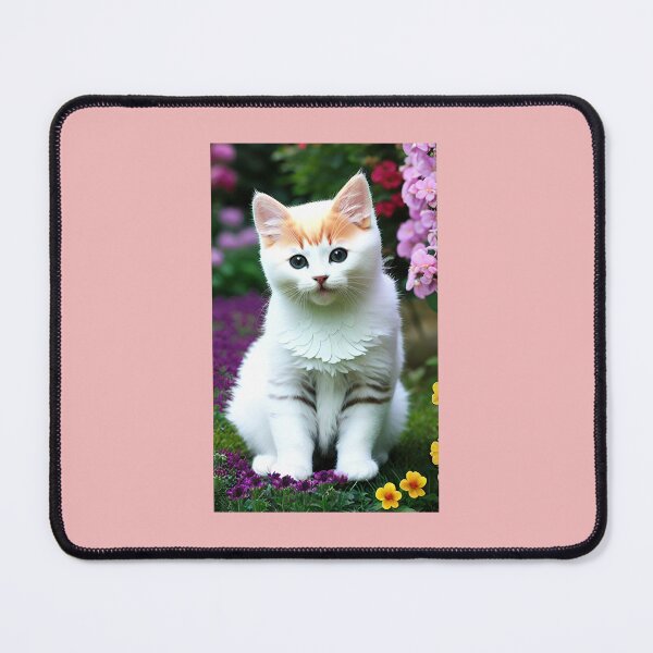 Item preview, Mouse pad with a white cat. designed and sold by mariolasworld.