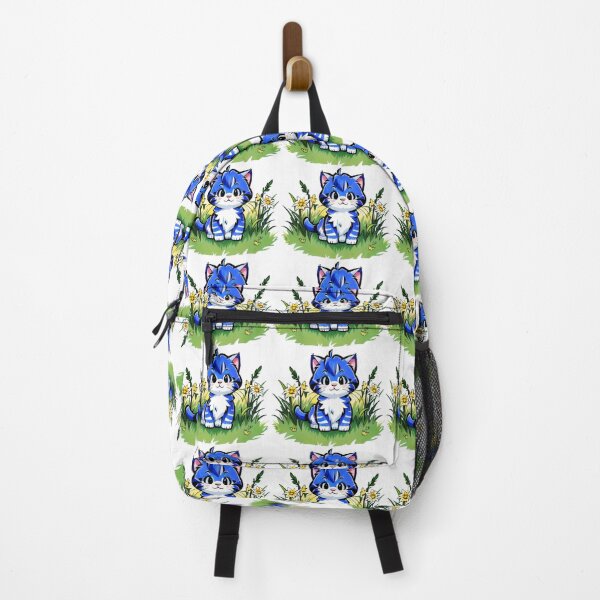 Item preview, Joyfully Whimsical Blue and White Cat Playing in Lush Grass designed and sold by mrtom414.