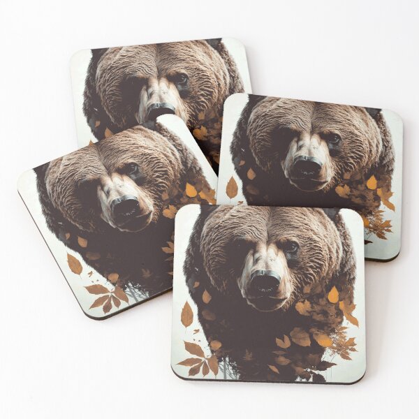 Item preview, Bear and leaves designed and sold by ArtfullMinds.
