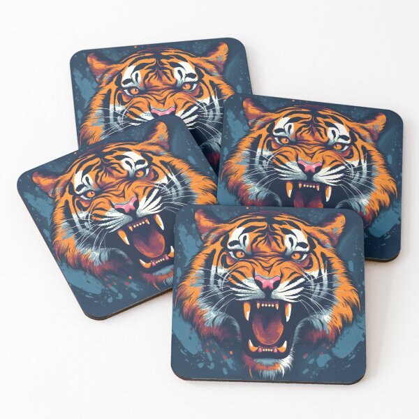 Item preview, Colorful Abstract Tiger Painting with Dynamic Strokes and Roaring Expression designed and sold by GraphicResource.
