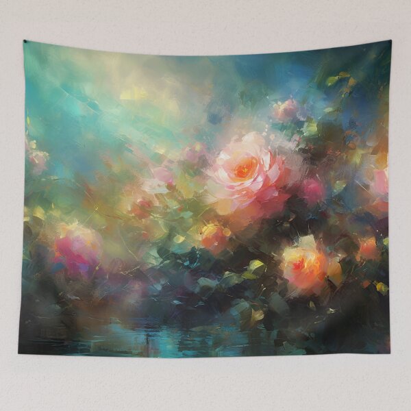 Item preview, Rose garden Impressionism painting 13 designed and sold by Red Witch Art.