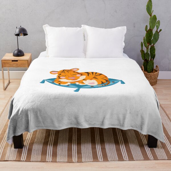 Item preview, Cartoon Of A Cute Tiger Sleeping On A Pillow designed and sold by Creativeanus.