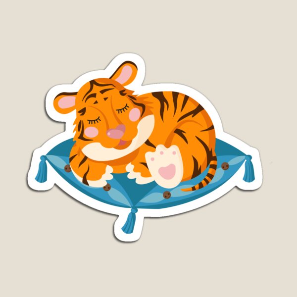 Item preview, Cartoon Of A Cute Tiger Sleeping On A Pillow designed and sold by Creativeanus.