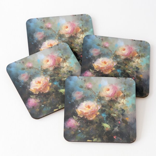 Item preview, Rose garden Impressionism painting 14 designed and sold by Red Witch Art.