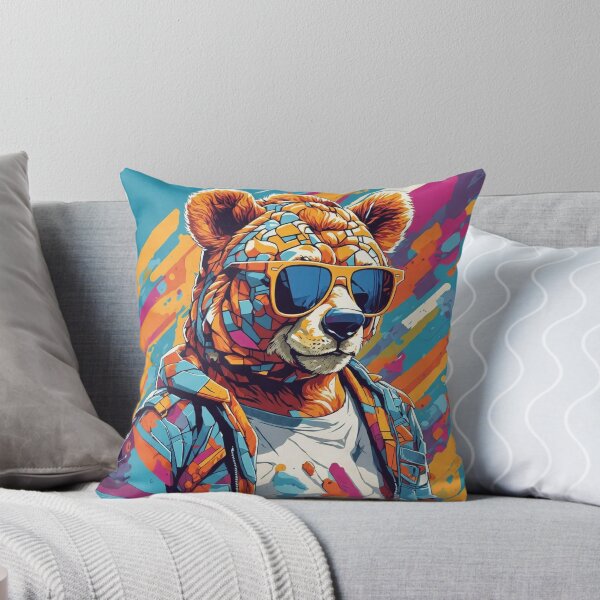 Aperçu de l'œuvre Ours adorable rétro avec des lunettes de soleil colorées créée et vendue par DeepSeeAI.