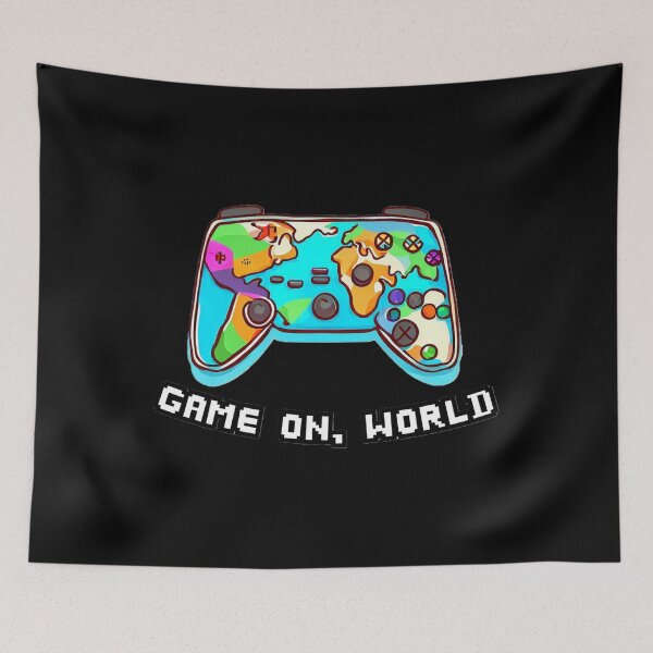 Item preview, Gamer Quote: Game On, World. Videogame Controller Map Background designed and sold by OB Print.