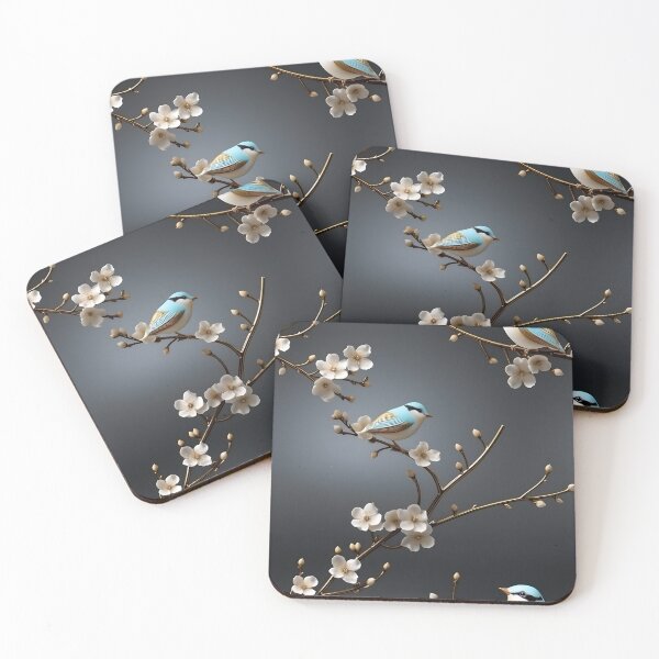 Item preview, Ethereal Harmony - 3D Seamless Pattern with Birds on Blossom Branch designed and sold by vadimcarazan.