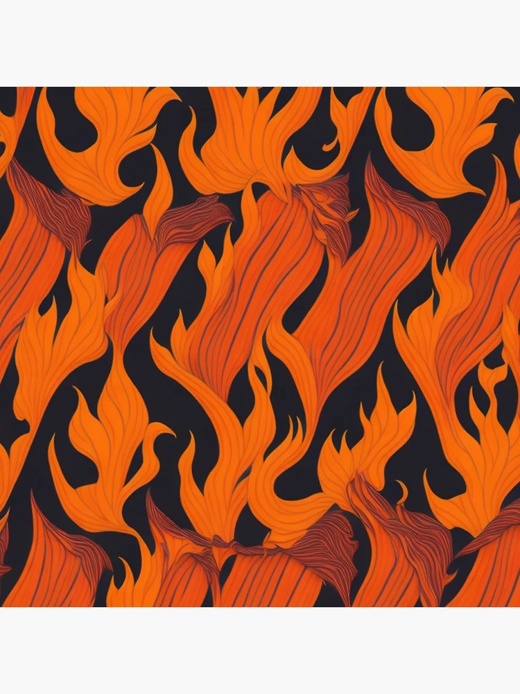 Thumbnail 4 of 4, Clock, Fire Flames Pattern Design Print designed and sold by randomtdesigns.