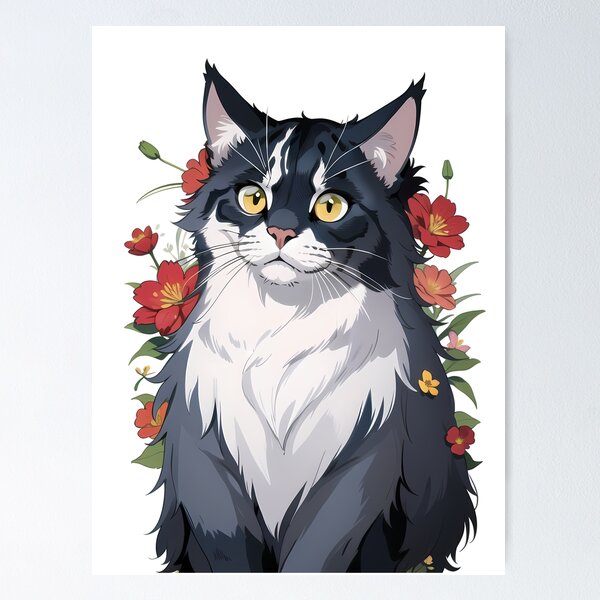 Item preview, Floral Maine Coon's Splendor designed and sold by VerdantCreature.