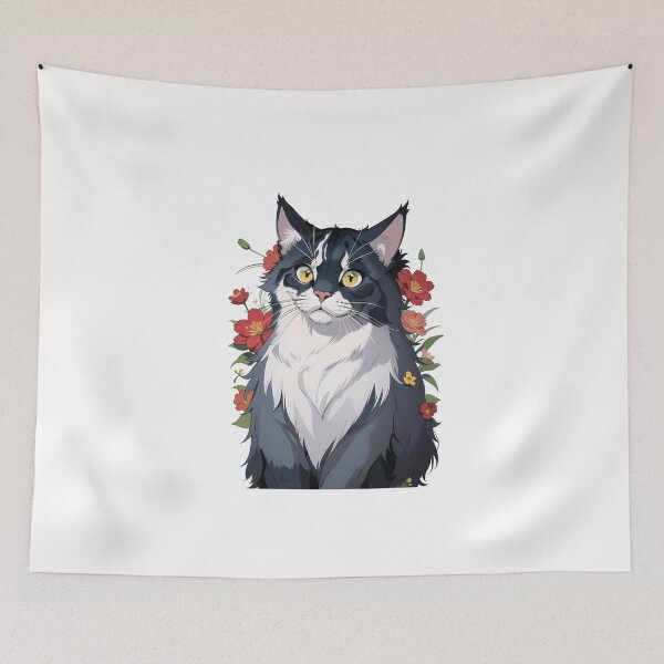 Item preview, Floral Maine Coon's Splendor designed and sold by VerdantCreature.